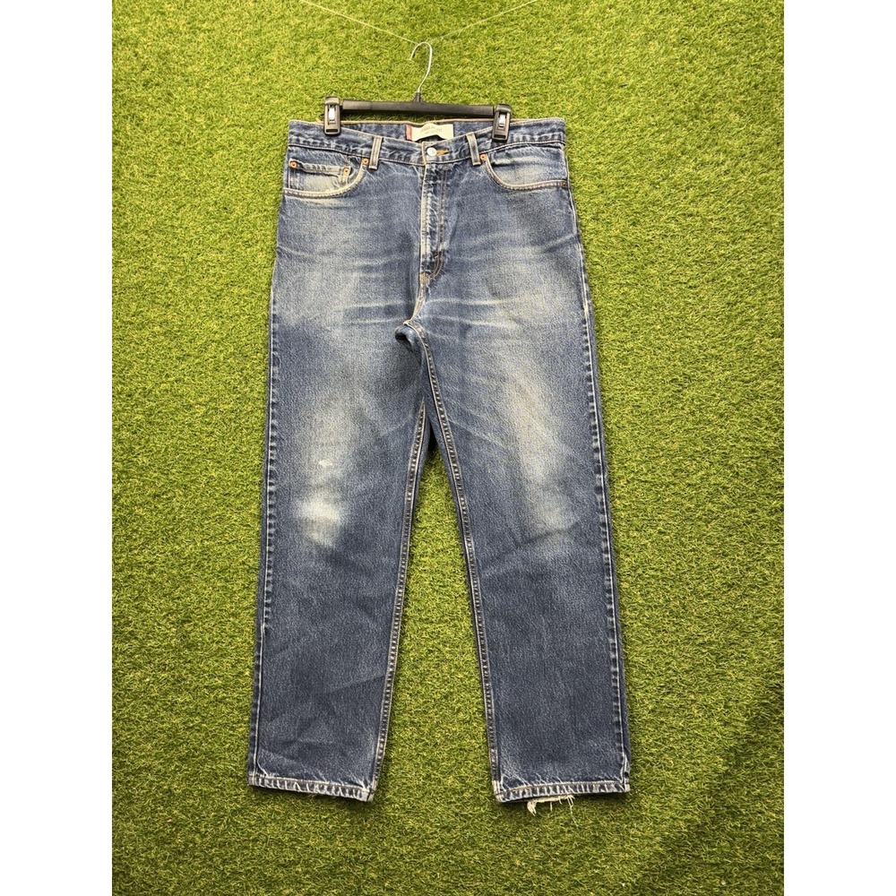 Vintage Levis 505 Jeans Mens 36X32 Regular Fit Blue Denim Straight Fit Zip Fly